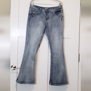 True Luck Kirk Flare Jeans Midrise Stretch Fading Size 15/16